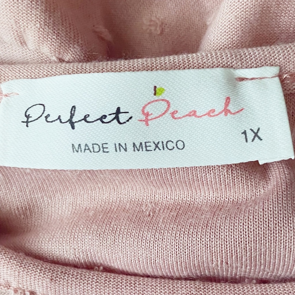 Perfect Peach Swiss Dot Ruffle Cap Sleeve Tiered Top Women’s Plus 1X Dusty Pink - Picture 9 of 10